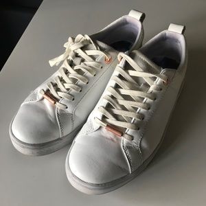 Ted Baker white sneakers with rose gold hardware